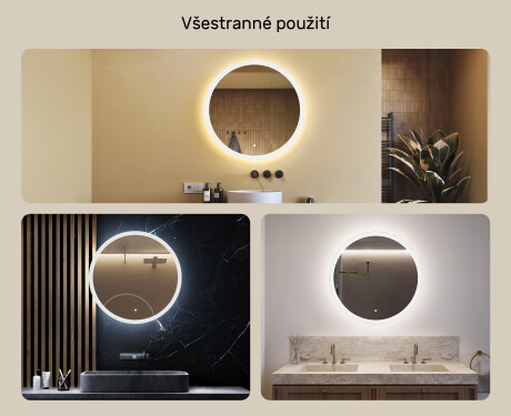 kulaté zrcadlo do koupelny s osvětlením LED 80cm s Dual color, Vypínač dotykový #2