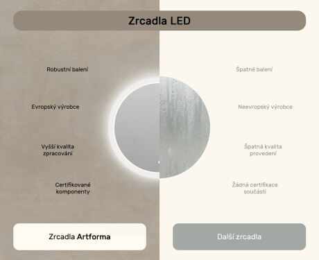 kulaté zrcadlo do koupelny s osvětlením LED 80cm s Dual color, Vypínač dotykový #6