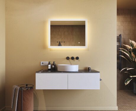 Obdélníkové koupelnové zrcadlo s osvětlením LED 80x60cm s Dual color, Vypínač dotykový #8