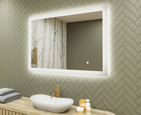 Obdélníkové zrcadlo do koupelny s LED osvětlením 100x70cm s Dual color, Vypínač dotykový