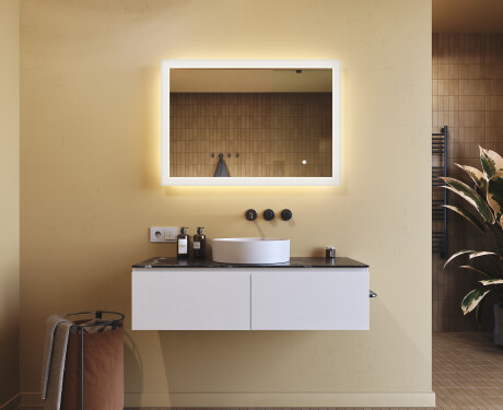 Obdélníkové zrcadlo do koupelny s LED osvětlením 100x70cm s Dual color, Vypínač dotykový #8