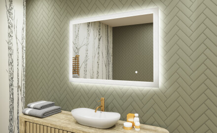 Obdélníkové zrcadlo do koupelny s LED osvětlením 100x70cm s Dual color, Vypínač dotykový