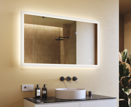 Obdélníkové zrcadlo do koupelny s LED osvětlením 120x70cm s Dual color, Vypínač dotykový