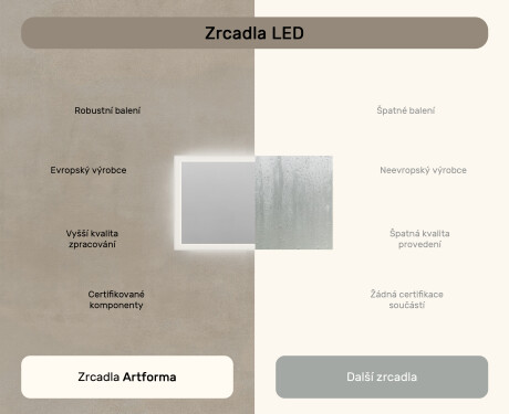 Obdélníkové zrcadlo do koupelny s LED osvětlením 120x70cm s Dual color, Vypínač dotykový #6