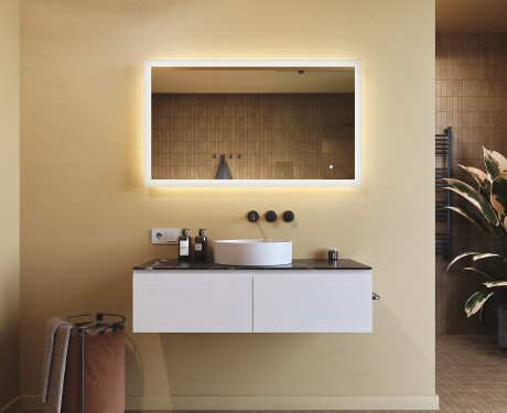 Obdélníkové zrcadlo do koupelny s LED osvětlením 120x70cm s Dual color, Vypínač dotykový #8
