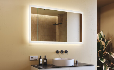 Obdélníkové zrcadlo do koupelny s LED osvětlením 120x70cm s Dual color, Vypínač dotykový