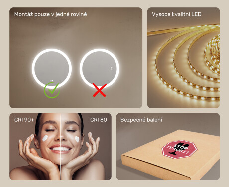 kulaté zrcadlo do koupelny s osvětlením LED 60cm s Dual color, Vypínač dotykový, Topná rohož #6