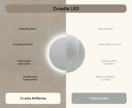 kulaté zrcadlo do koupelny s osvětlením LED 60cm s Dual color, Vypínač dotykový, Topná rohož #7