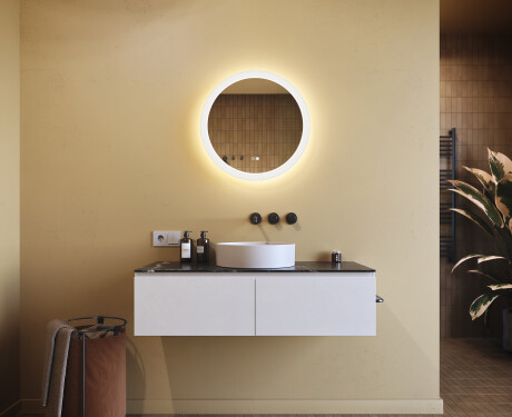 kulaté zrcadlo do koupelny s osvětlením LED 60cm s Dual color, Vypínač dotykový, Topná rohož #9