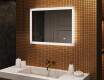 Obdélníkové koupelnové zrcadlo s osvětlením LED 80x60cm s Dual color, Vypínač dotykový, Topná rohož