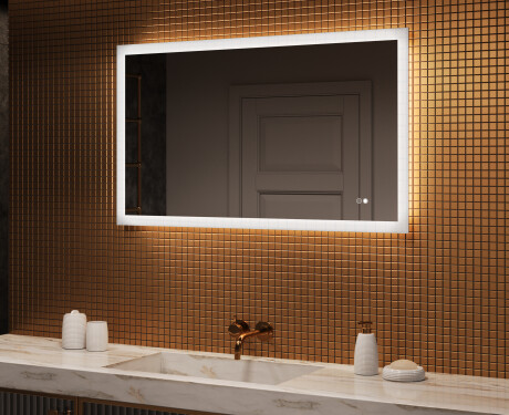 Obdélníkové zrcadlo do koupelny s LED osvětlením 120x70cm s Dual color, Vypínač dotykový, Topná rohož