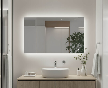 Obdélníkové koupelnové zrcadlo s LED podsvícením 80x60/60x80 cm, duální barva, dotykový spínač, vyhřívací podložka