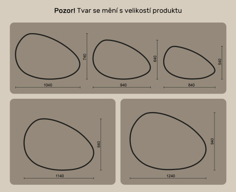 Neregulární zrcadlo s osvětlením, 114×84 cm, dvojbarevné, dotykový spínač, topná podložka #10