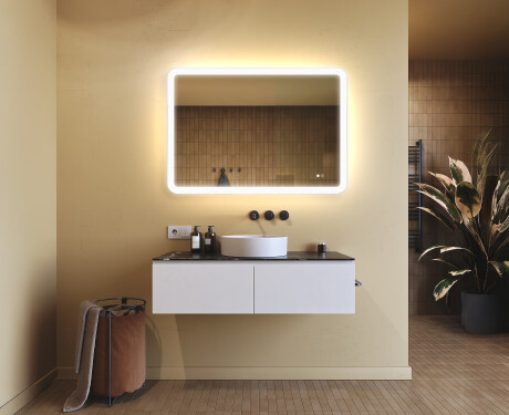 Zaoblené koupelnové zrcadlo s LED osvětlením, 100×70 cm, dvojbarevné, dotykový spínač, topná podložka #9