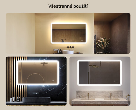 Zaoblené koupelnové zrcadlo s LED osvětlením, 120×70 cm, dvojbarevné, dotykový spínač, topná podložka #2