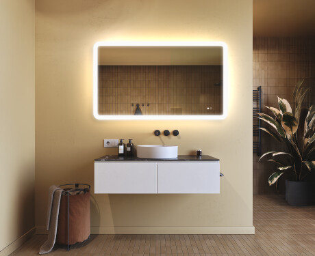 Zaoblené koupelnové zrcadlo s LED osvětlením, 120×70 cm, dvojbarevné, dotykový spínač, topná podložka #9