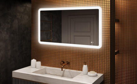 Zaoblené koupelnové zrcadlo s LED osvětlením, 120×70 cm, dvojbarevné, dotykový spínač, topná podložka