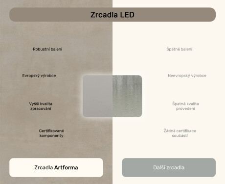 Zaoblené koupelnové zrcadlo s LED osvětlením, 100×70 cm, dvojbarevné, dotykový spínač, topná podložka #7