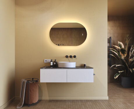 Oválné zrcadlo s LED podsvícením 80x50/50x80 cm, duální barva, dotykový spínač, vyhřívací podložka #9