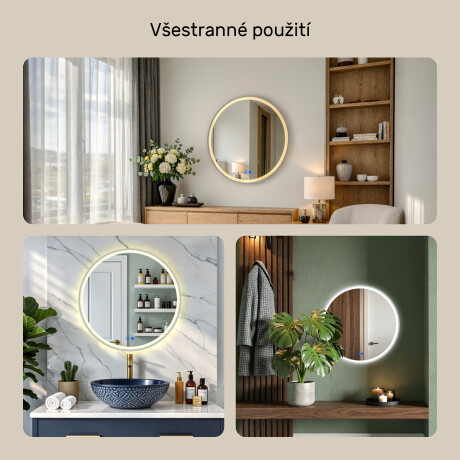 Kulaté LED podsvícené zrcadlo - 60/80 cm ve stříbrném hliníkovém rámu #4