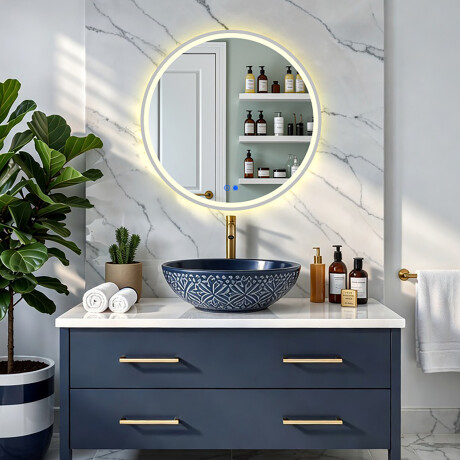 Kulaté LED podsvícené zrcadlo - 60/80 cm ve stříbrném hliníkovém rámu #8