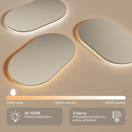 Zaoblené LED zrcadlo ve zlatém hliníkovém rámu #5