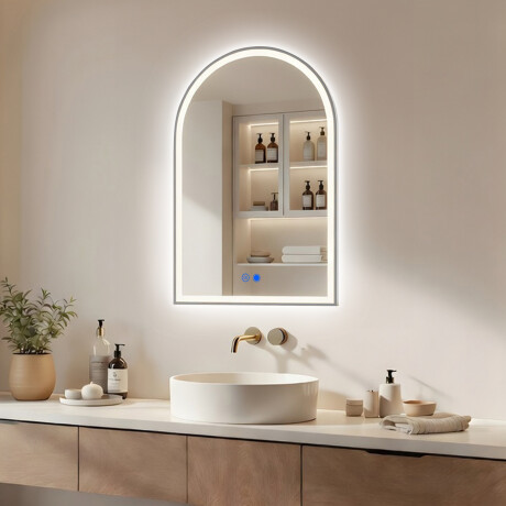 Nepravidelné LED podsvícené zrcadlo – 60x90/70x100 cm ve stříbrném hliníkovém rámu #1