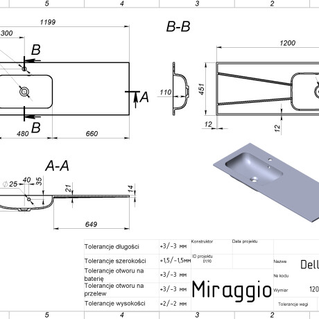 Umyvadlo DELLA 1200 L #7