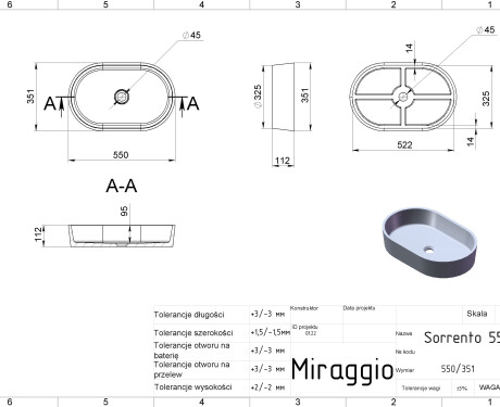 Umyvadlo SORRENTO MIRASOFT