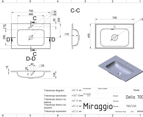 Umyvadlo DELLA 700 MIRASOFT
