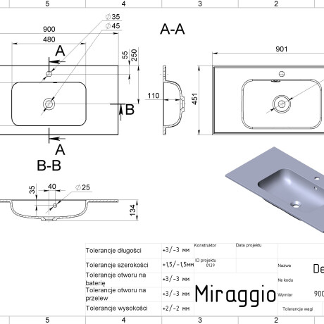 Umyvadlo DELLA 900 MIRASOFT #1