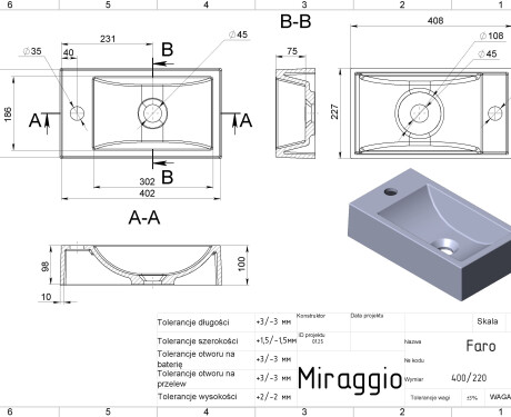 Umyvadlo FARO MIRASOFT