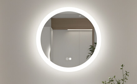 kulaté zrcadlo do koupelny s osvětlením LED 60cm s Dual color, Vypínač dotykový, Topná rohož