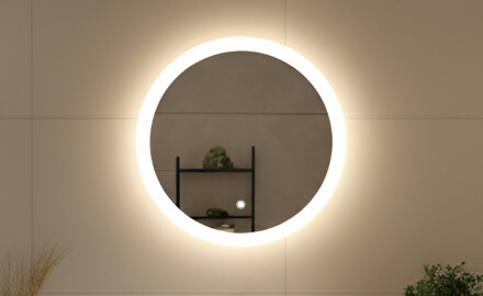 kulaté zrcadlo do koupelny s osvětlením LED  s Dual color, Vypínač dotykový