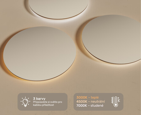 Kulaté zrcadlo s LED osvětlením 70cm s chladnou barvou LED 7000K, teplou barvou 3000K nebo neutrální barvou 4500K #3