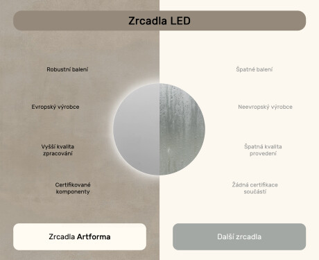 Kulaté zrcadlo s LED osvětlením 70cm s chladnou barvou LED 7000K, teplou barvou 3000K nebo neutrální barvou 4500K #6