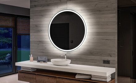 Kulaté koupelnové zrcadlo s osvětlením LED s bateriovým L76