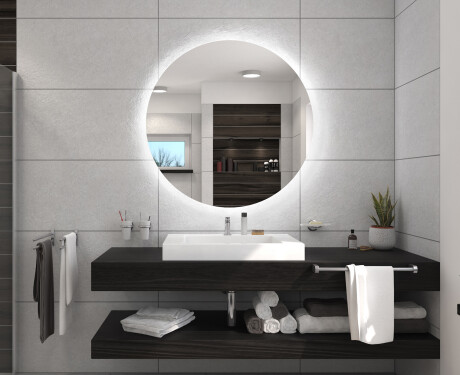 Koupelnové kulaté  zrcadlo na zeď s LED osvětlením s bateriovým L82 #5