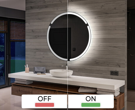 Koupelnové kulaté  zrcadlo na zeď s LED osvětlením s bateriovým L119 #3