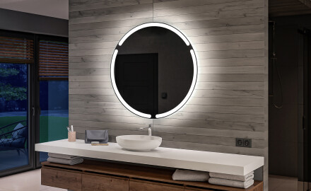 Koupelnové kulaté  zrcadlo na zeď s LED osvětlením s bateriovým L119