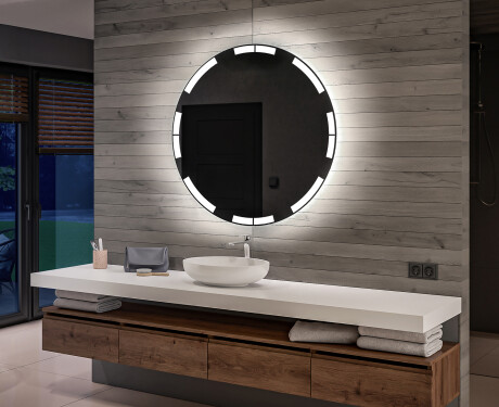 Kulaté koupelnové zrcadlo s osvětlením LED s bateriovým L120