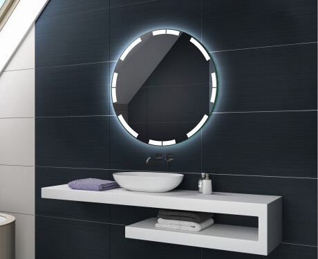 Kulaté koupelnové zrcadlo s osvětlením LED s bateriovým L120 #4