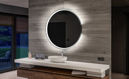 Kulaté koupelnové zrcadlo s osvětlením LED s bateriovým L123