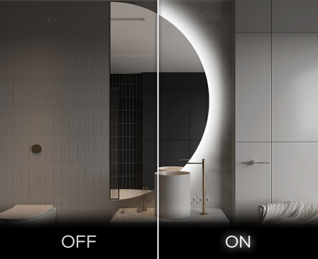 Moderní LED Půlkruhové Zrcadlo - Stylové Osvětlení pro Koupelnu A221 #3