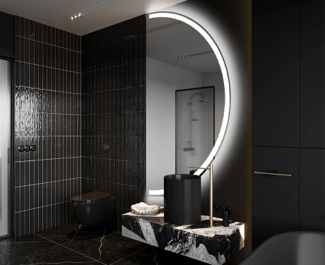 Moderní LED Půlkruhové Zrcadlo - Stylové Osvětlení pro Koupelnu A222