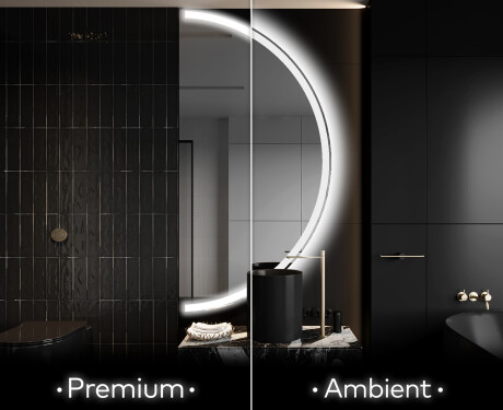 Moderní LED Půlkruhové Zrcadlo - Stylové Osvětlení pro Koupelnu A222