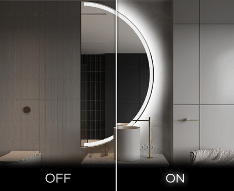 Moderní LED Půlkruhové Zrcadlo - Stylové Osvětlení pro Koupelnu A222 #3