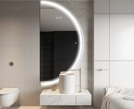 Moderní LED Půlkruhové Zrcadlo - Stylové Osvětlení pro Koupelnu A222 #9