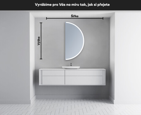 Moderní LED Půlkruhové Zrcadlo - Stylové Osvětlení pro Koupelnu A222 #4