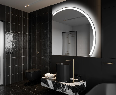 Moderní LED Půlkruhové Zrcadlo - Stylové Osvětlení pro Koupelnu Q222